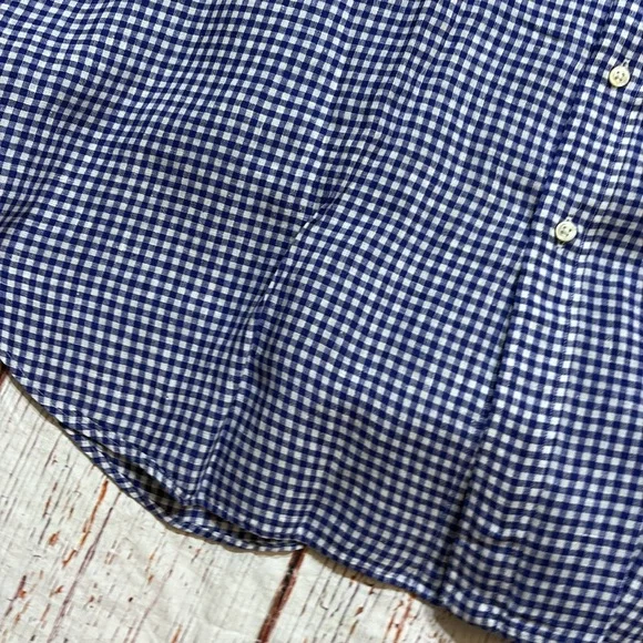 POLO Ralph Lauren Blue White Gingham Oxford Linen Button Down Shirt sz 4XLT - Picture 7 of 10